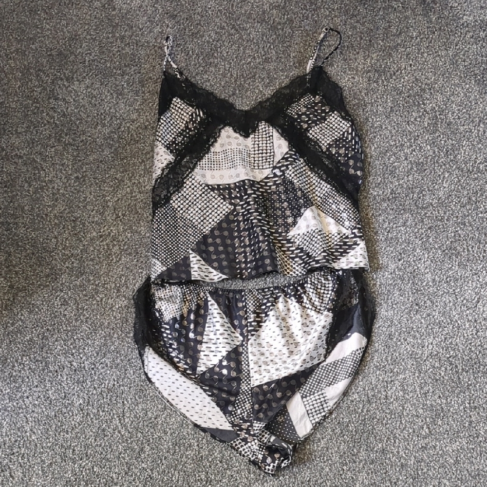 Chic Patchwork Victoria Secret Pj in Black and White